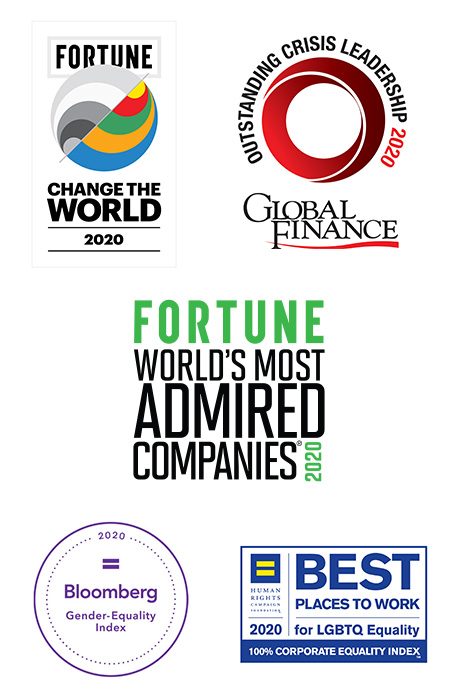 logos from Fortune, Bloomberg, Human Rights Campaign, Global Finance