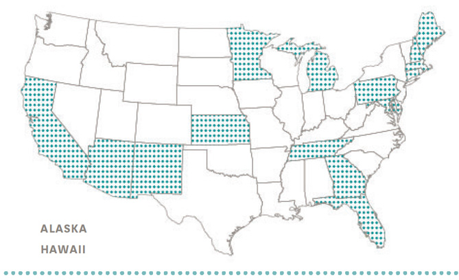 Map of states with correctional healthcare