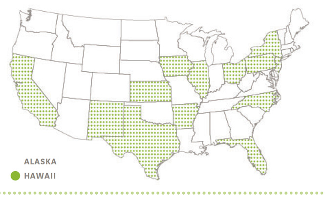 Map of states with LTSS product